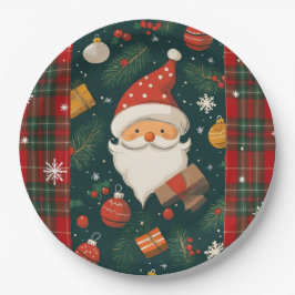 Prato De Papel Vintage Santa Christmas Paper Plate