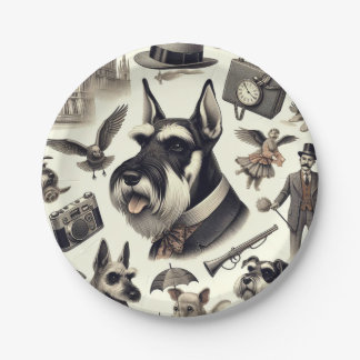 Prato De Papel Vintage Schnauzer Seamless