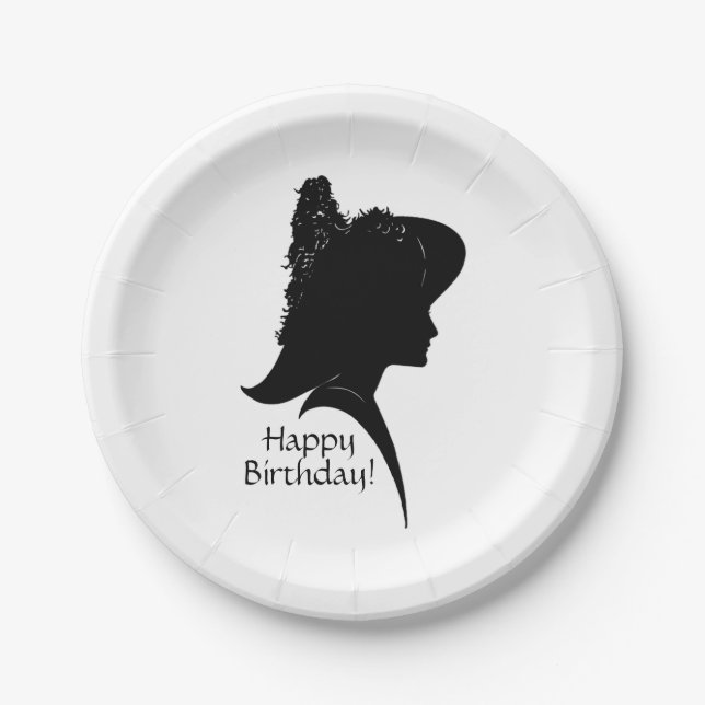Prato De Papel Vintage Silhouette Woman in Hat (Frente)