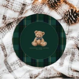 Prato De Papel Vintage Teddy Bear Plaid Polo Baby Shower