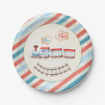 Vintage Train Chugga Choo Red Blue Boy Birthday Pa