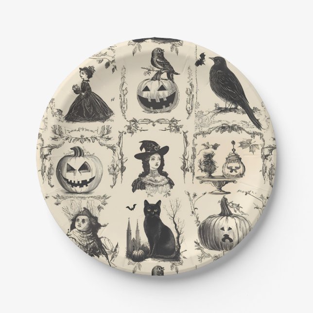 Prato De Papel Vintage Victorian Era Halloween (Frente)