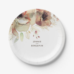 Prato De Papel Vintage Watercolor Flowers Shabby Casamento outono