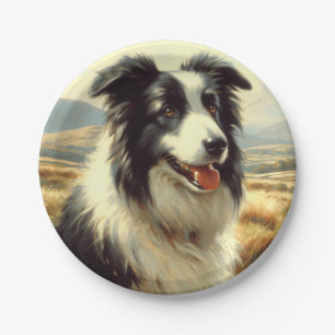Prato De Papel Vintage Welsh Sheepdog Painting