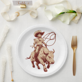 Prato De Papel Vintage Western Ride Proud Little Cowboy
