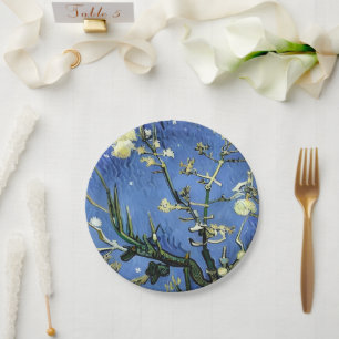 Prato De Papel Vintage White Roses Snowflakes van Gogh de Natal