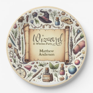 Prato De Papel Vintage Wizard Witts Party Magical Wands Hats