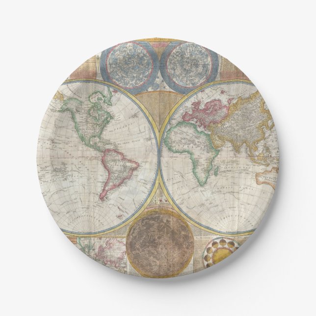 Prato De Papel Vintage WORLD MAP (Frente)