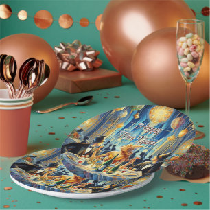 Prato De Papel Vintagem festiva Papelão de Ano Novo