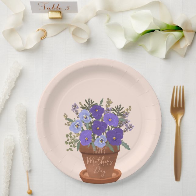 Prato De Papel Violetas Roxas em um Vaso – Presente Floral do Dia (Casamento)