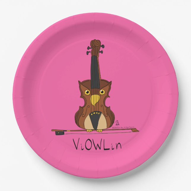 Prato De Papel Violin Funny Musico Cartoon (Frente)