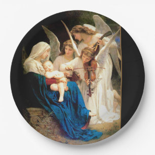 Prato De Papel Virgem Maria, Jesus Cristo Bebê, com Anjos