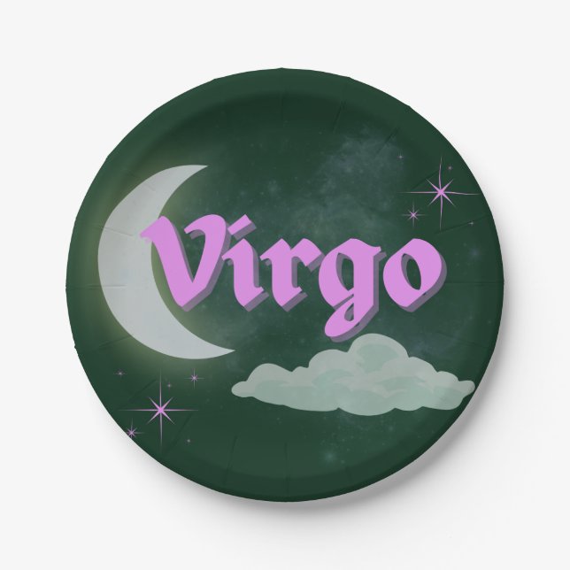 Prato De Papel Virgo Celestial Moon Cloud Stars Astrologia Arte (Frente)