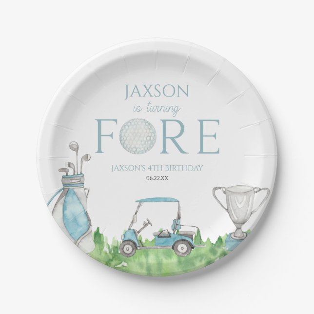 Prato De Papel Virning Forning Blue Golf 4ª Festa de Aniversário (Frente)