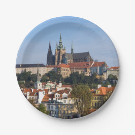 Prato De Papel Vista da cidade antiga e do castelo de Praga, Repú