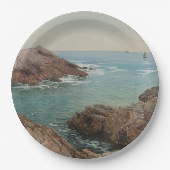 Prato De Papel Vista sobre o mar (Paisagem Costeira) (Marinha) (Frente)