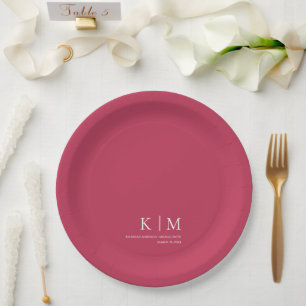 Prato De Papel Viva Magenta e White — Casamento-