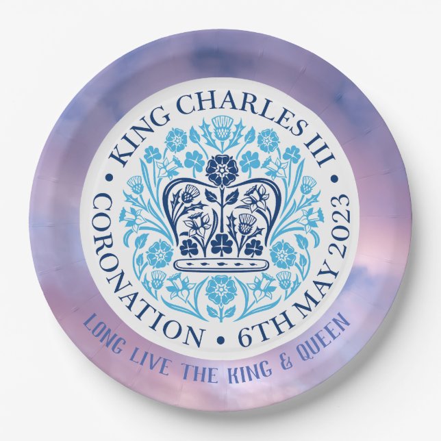 Prato De Papel Viva O Rei E A Rainha. Editável. (Frente)
