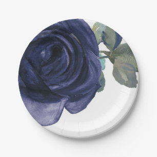 Prato De Papel Vívido Vibrante Azul Floral Índigo Roxo