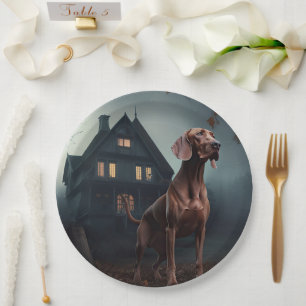 Prato De Papel Vizsla Halloween Assustador