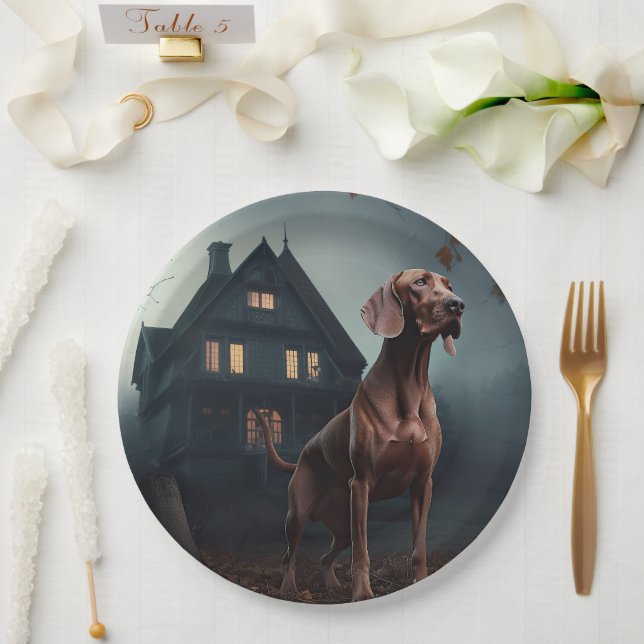 Prato De Papel Vizsla Halloween Assustador (Casamento)