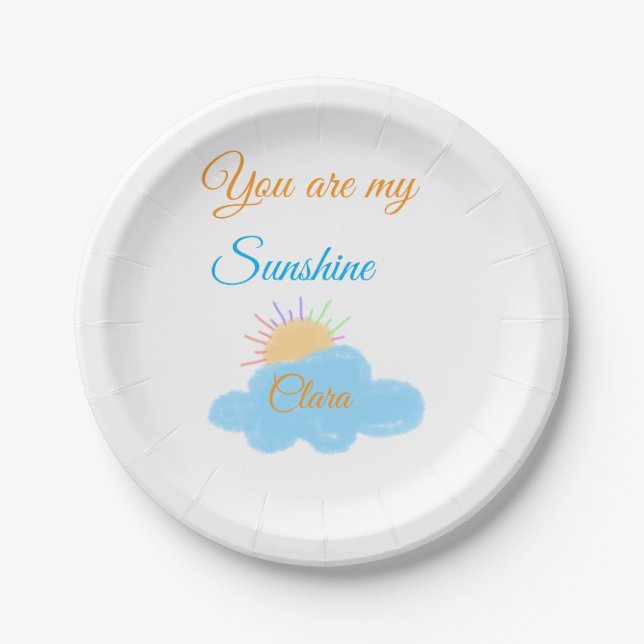 Prato De Papel Você é minha nuvem de raios solares laranja amarel (Frente)