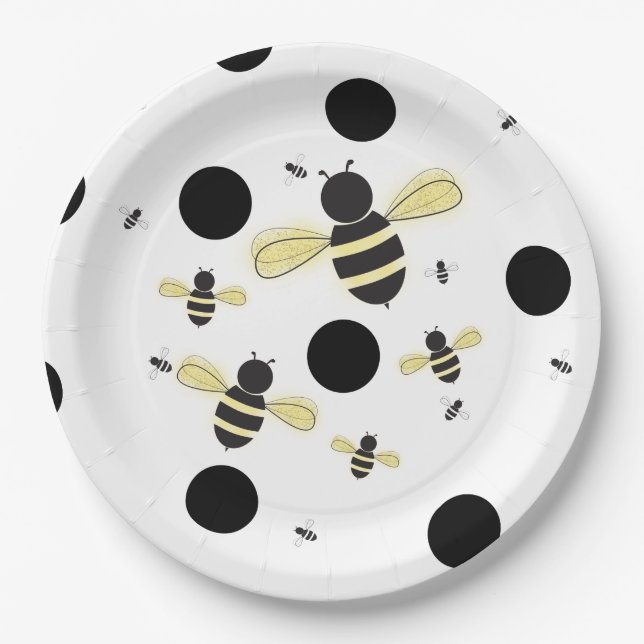 Prato De Papel Você Ouviu o ZUMZUM Bumble Bee Bebê Chá de Bebê (Frente)