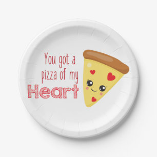 Prato De Papel Você tem uma pizza do meu coração Kawaii Pizza Pun