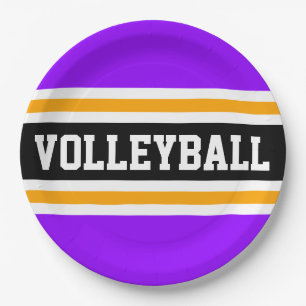 Prato De Papel VOLLEYBALL Diversão Roxo Laranja Listras de Corrid