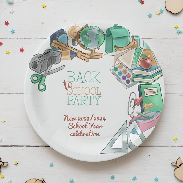 Prato De Papel Voltar à festa da escola (Criador carregado)