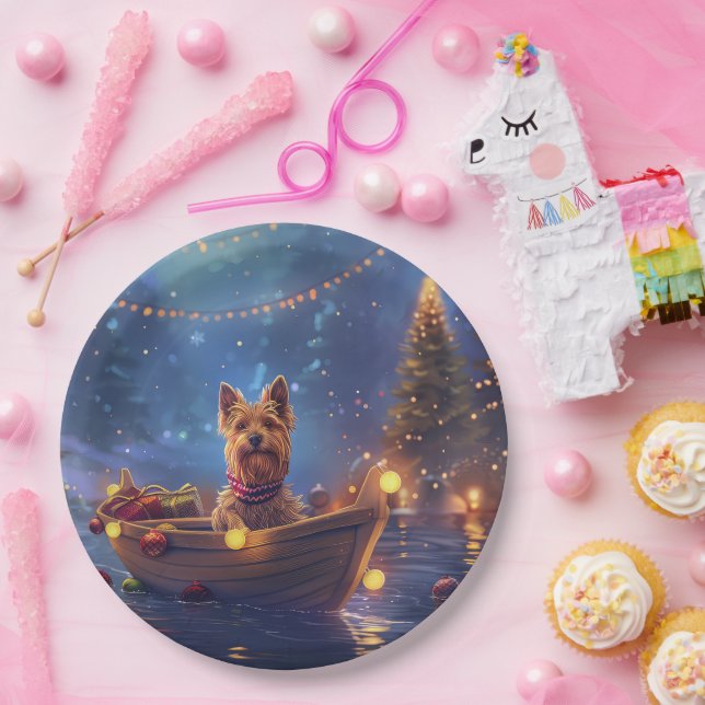 Prato De Papel Voyage festiva no Terrier Christmas australiano (Festa)