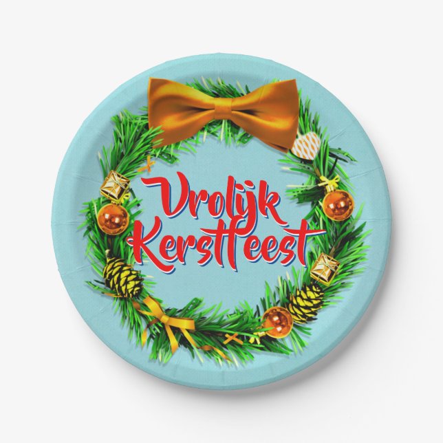 Prato De Papel Vrolijk Kerstfeest Dutch Feliz Natal 7" (Frente)
