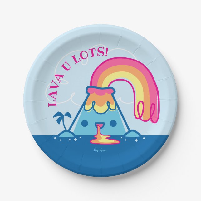 Prato De Papel Vulcão de Kawaii (Frente)