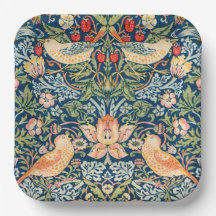 W Morris Strawberry Thef Plates de Papel Quadrado