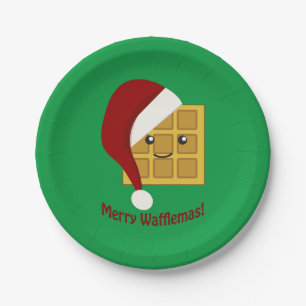 Prato De Papel Wafflemas de Natal da feliz