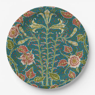 Prato De Papel Walter Crane Antiga Floral de Lírio e Rosa