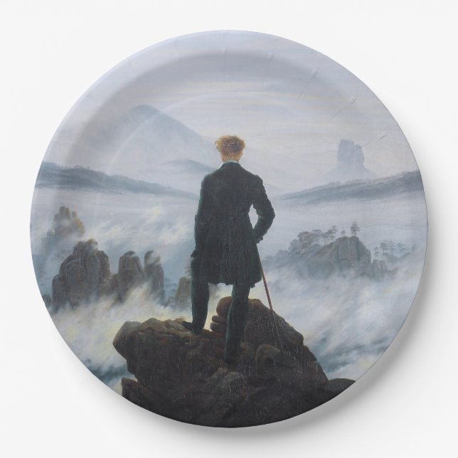 Prato De Papel Wanderer Acima do Mar de Nevoeiro (por C.D. Friedr (Frente)