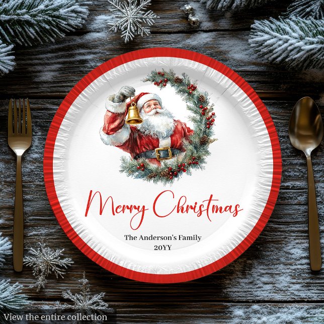 Prato De Papel Warmish Santa Claus Trendy Modern Holiday Plates (Warmish Santa Claus Trendy Modern Holiday Paper Plate)