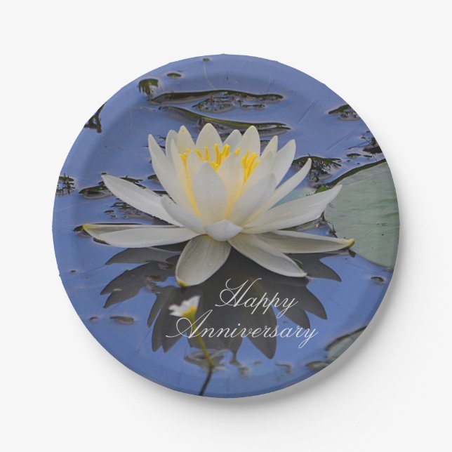 Prato De Papel Water Lily Anniversário Plate (Frente)