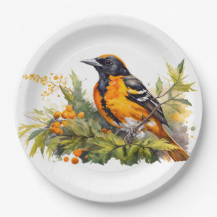 Prato De Papel Watercolor Baltimore Oriole