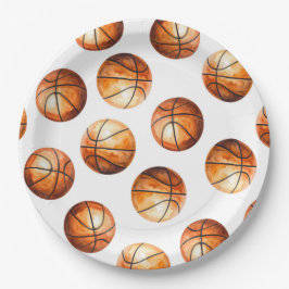 Prato De Papel Watercolor Basketball Paper Plate