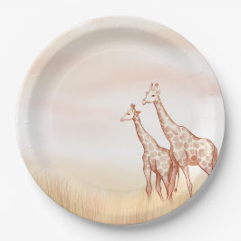 Prato De Papel Watercolor Boho Safari Giraffe