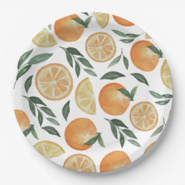 Prato De Papel Watercolor Citrus | Garden Orange Wedding Dessert