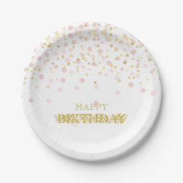 Prato De Papel Watercolor Confetti Happy Birthday Elegant Chic
