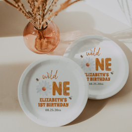 Prato De Papel Watercolor Daisy Wild One primeiro aniversario Gir