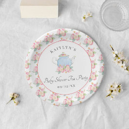 Prato De Papel Watercolor Floral Tea Party | CHÁ DE FRALDAS