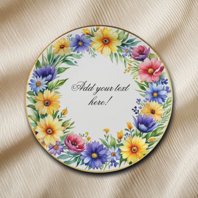 Prato De Papel Watercolor Floral Wreath Elegant (Criador carregado)