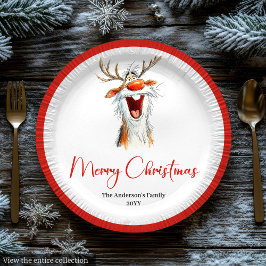 Prato De Papel Watercolor Funny Santa Custom Christmas Plates