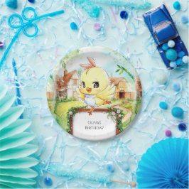 Prato De Papel Watercolor Happy Chickday