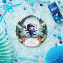 Prato De Papel Watercolor Kids Ninja Birthday